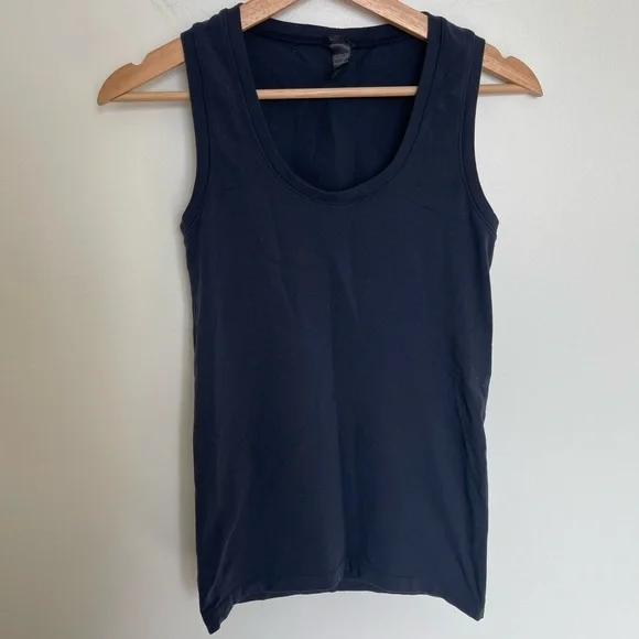 Banana Republic Women's Refined Cotton Tank Navy Blue - Picture 3 of 6